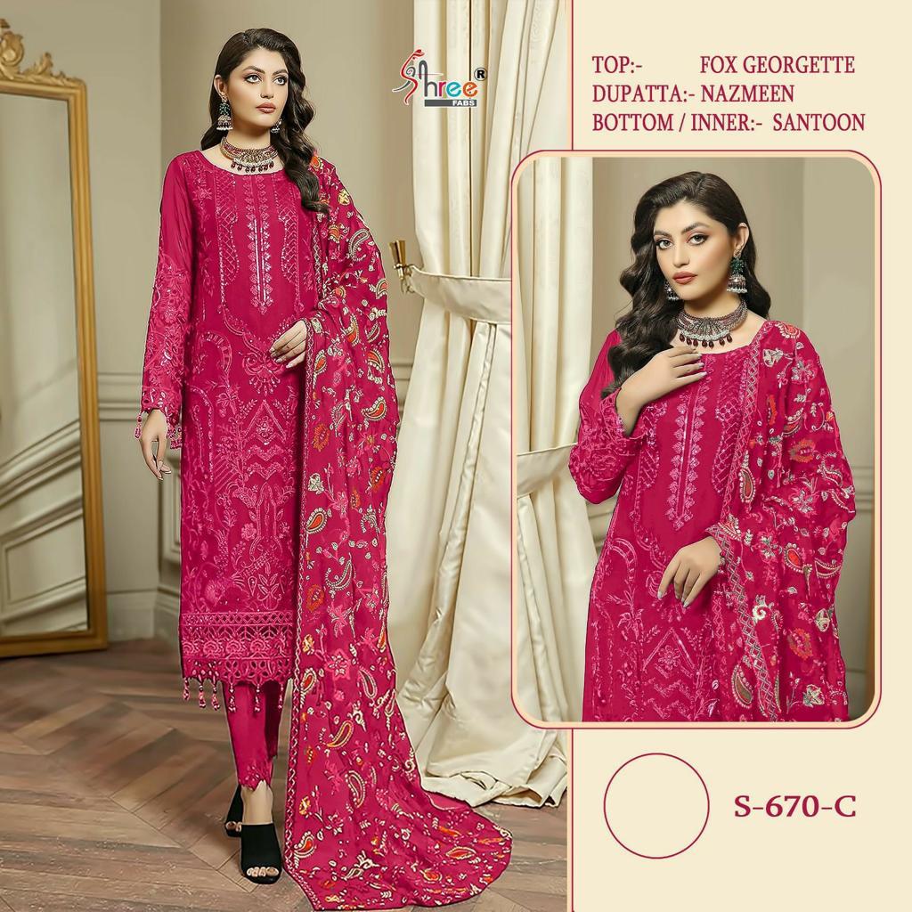 S 670 Georgette Designer Pakistani Suits Catalog